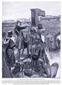 Conde Godwin navega sob a ponte de Londres AD1025, década de 1920